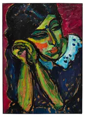 Alexej von Jawlensky, Mädchen mit Zopf, 1910, Oil on thin cardboard, on board