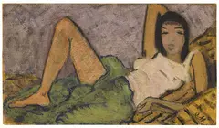 Otto Mueller, Mädchen auf dem Kanapee, 1914, Glue-bound distemper on burlap laminated on canvas