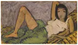 Otto Mueller, Mädchen auf dem Kanapee, 1914, Glue-bound distemper on burlap laminated on canvas
