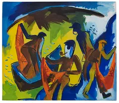 Karl Schmidt-Rottluff, Fischer mit Netzen, 1921, Oil on canvas