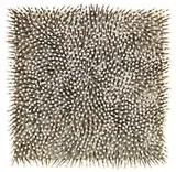 Günther Uecker, Strukturfeld (Struktur I), 1982, Nails, white paint on canvas and on wood