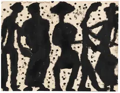 Louis Soutter, Ceux qui récoltent (Jene, die ernten), 1940/41, Oil and printer's ink, finger painting