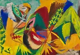 Ernst Wilhelm Nay, Liegende große Frau, 1946, Gouache