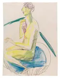 Ernst Ludwig Kirchner, Akt im Tub, 1914, Pastel