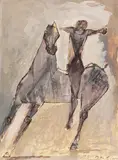 Marino Marini, Giocoliere, 1951, Tempera over India ink pen