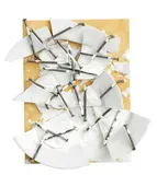Günther Uecker, Weisses Mahl - weisse Malzeit, 2007, Nails, porcelain, white paint on panel