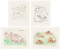 Maria Lassnig, 7 Kupferstiche, 1987, The portfolio comprising Etchings, of which 3 w...