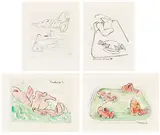 Maria Lassnig, 7 Kupferstiche, 1987, The portfolio comprising Etchings, of which 3 w...