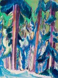 Ernst Ludwig Kirchner, Bergtannen im Winter, Um 1924, Watercolor over color chalks