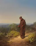 Carl Spitzweg, Mönch ("Sie liebt mich von Herzen, ein wenig..."), 1848, Oil on panel