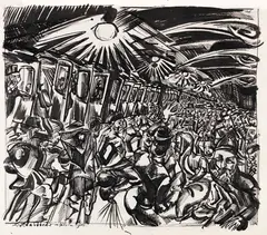 Ludwig Meidner, Menschenmenge im Bahnhof, 1915, Pen and India ink- over pencil