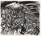Ludwig Meidner, Menschenmenge im Bahnhof, 1915, Pen and India ink- over pencil