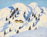 Alfons Walde, Winterlandschaft, Um 1924, Tempera and pencil on paper