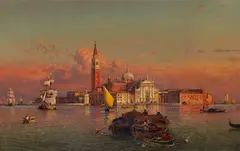 Friedrich Nerly, Insel und Kirche San Giorgio Maggiore, Venedig, Um 1870, Oil on canvas