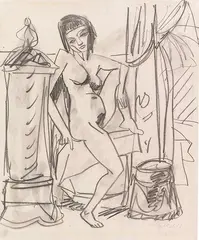 Erich Heckel, Akt im Atelier, 1911, Pencil, partly wiped