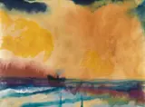 Dampfer unter gelbem Himmel by Emil Nolde, 1946/48, Watercolor, sold Dec 2022
