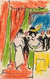 Max Pechstein, Soirée, 1911, Colored pencil drawing over India ink on a post...