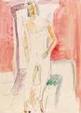 Ernst Ludwig Kirchner, In Hemdhose (Frau in Hose, Berlin), Um 1913, Watercolor and pencil drawing