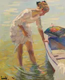Edward Cucuel, Am Ufer, Um 1920, Oil on canvas