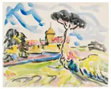 Italienische Landschaft by Erich Heckel, 1909, Watercolor, sold Dec 2022