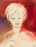 Mädchen mit blauen Augen by Emil Nolde, Um 1946, Watercolor and India ink, sold Dec 2022