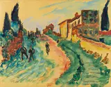 Max Pechstein, Italienische Landschaft, 1911, Watercolor and charcoal