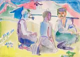 Ernst Ludwig Kirchner, Sitzende Bauern (Lagernde Bauern), Um 1921, Watercolor and charcoal