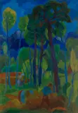 Fritz Schaefler, Moorlandschaft, 1920, Egg tempera on canvas