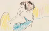 Sitzende Tänzerin by Ernst Ludwig Kirchner, Um 1909, Charcoal and color chalks, sold Dec 2022