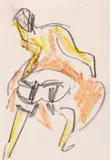 Cancan-Tänzerin by Ernst Ludwig Kirchner, 1909, Colored chalk and pencil, sold Dec 2022