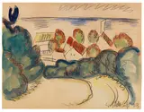 Karl Schmidt-Rottluff, Häuser an der kurischen Nehrung, 1913, Watercolor over graphite