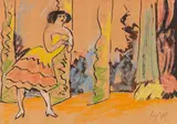 Max Pechstein, Varieté, Um 1910, Oil crayon and India ink
