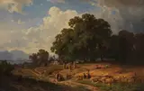 Adolf Heinrich Lier, Ernte am Chiemsee, 1861, Oil on canvas