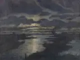 Otto Modersohn, Mondnacht (verso: Waldweg)