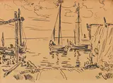 Max Pechstein, Boote in Nidden, 1909, India Ink
