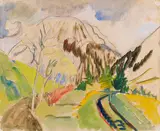 Berg im Allgäu by Erich Heckel, 1921, Watercolor over pencil, sold Dec 2022