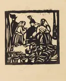 Programm der Künstlergruppe "Brücke" / Topfmarkt by Ernst Ludwig Kirchner, 1906, Woodcut, sold Dec 2022
