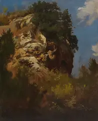Anselm Feuerbach, Landschaft, Felsgestein, Um 1857/58, Oil on canvas