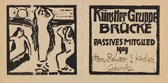 Mitgliedskarte für die passiven Mitglieder der "Brücke" für 1909 by Max Pechstein, Woodcut, two parts, sold Dec 2022