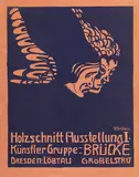 Max Pechstein, Plakat für die Holzschnitt-Ausstellung I der Künstlergruppe "Brücke" in Dresden-Löbtau, 1906, Lithograph