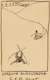 Cuno Amiet, Postkarte – Skifahrer, 1907, India ink drawing
