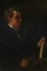 Wilhelm Trübner, Studiosus Michaelis, mit Papierrolle, 1873, Oil on canvas