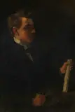Wilhelm Trübner, Studiosus Michaelis, mit Papierrolle, 1873, Oil on canvas