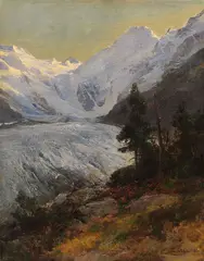 Am Morteratschgletscher by Edward Theodore Compton, 1903, Oil on canvas, sold Dec 2022