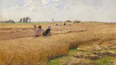 Hugo Mühlig, Erntefeld am Niederrhein, Wohl vor 1900, Oil on panel