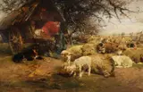 Am Schäferkarren by Heinrich von Zügel, 1883, Oil on panel, sold Dec 2022
