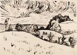 Erich Heckel, Angeliter Landschaft, 1913, India ink drawing