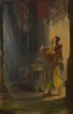 Carl Spitzweg, Straße in Kairo, Türk´ findet eine Rose, Um 1851, Oil on canvas, laminated on thin board