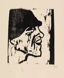 Max Pechstein, Fischerkopf VII, 1911, Woodcut