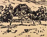 Fritz Bleyl, Haus hinter Bäumen, 1907, Brush and India ink drawing